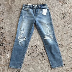 Eunina Light Blue Distressed Ankle Jeans